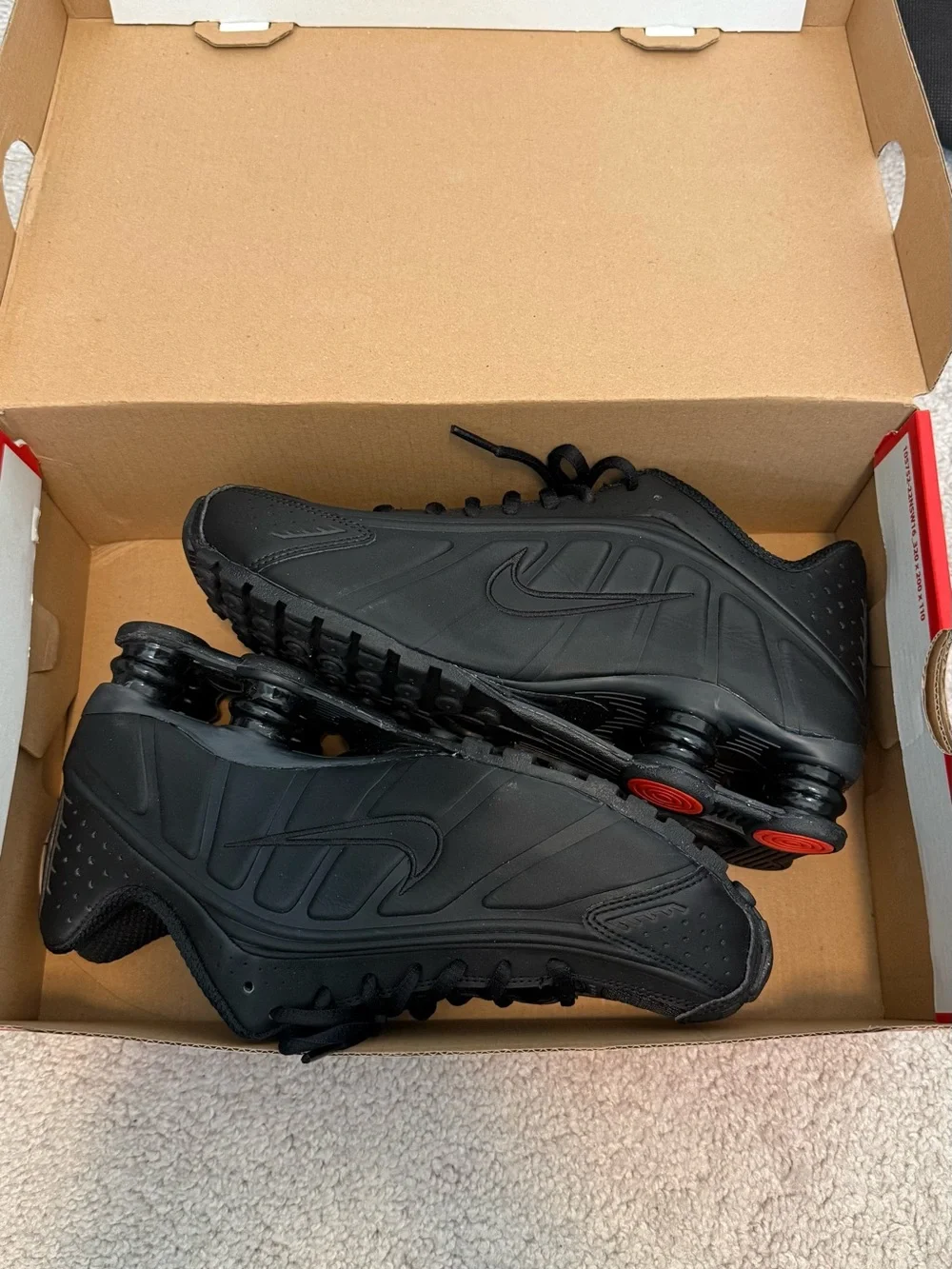 Nike Women’s Shox R4 Black with Max Orange Accents NIB